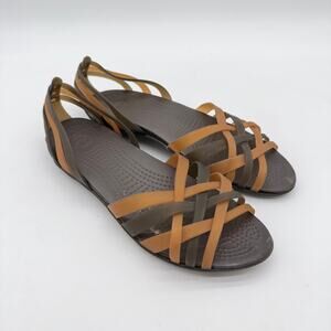 Crocs Isabella Casual Womens 8 Bronze Espresso Jelly Open Toe Braided Sandal